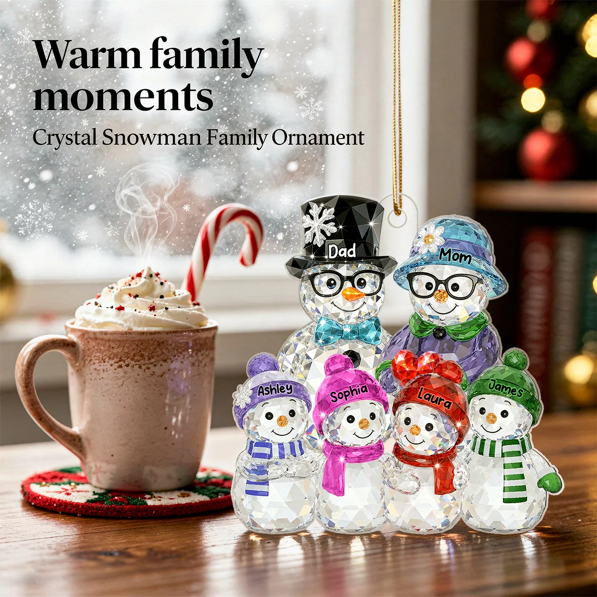 Dad Mom And Kids Pattern Crystal - Personalized Acrylic Ornament - Heartwarming Christmas Gift For Family - Image 4