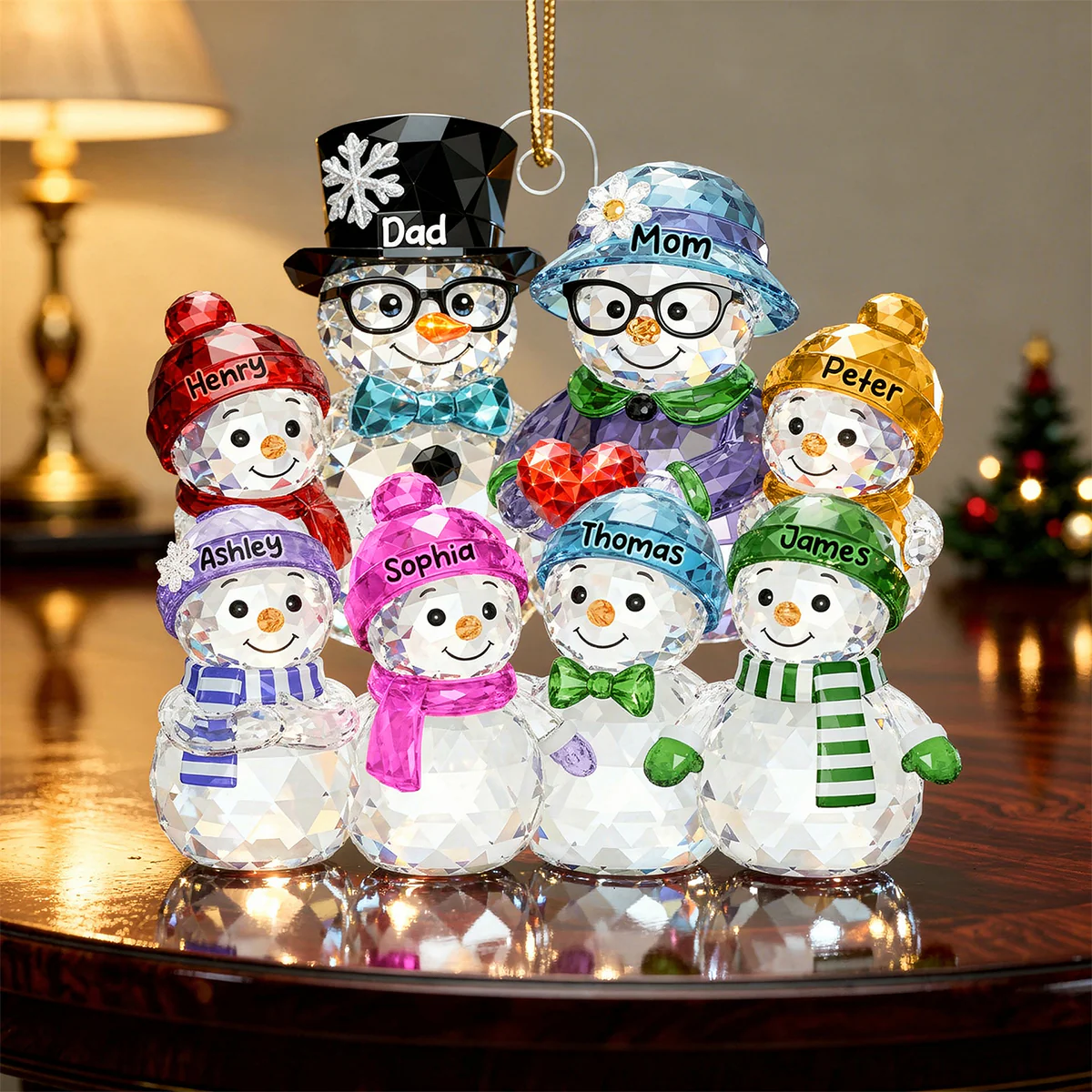 Dad Mom And Kids Pattern Crystal - Personalized Acrylic Ornament - Heartwarming Christmas Gift For Family - Image 5