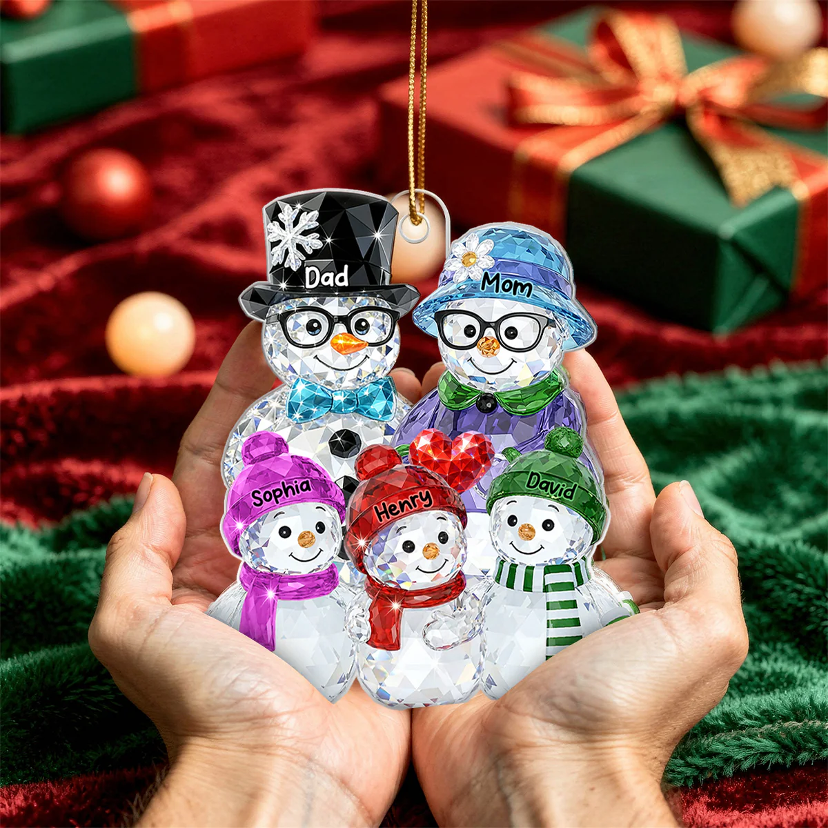 Dad Mom And Kids Pattern Crystal - Personalized Acrylic Ornament - Heartwarming Christmas Gift For Family - Image 9