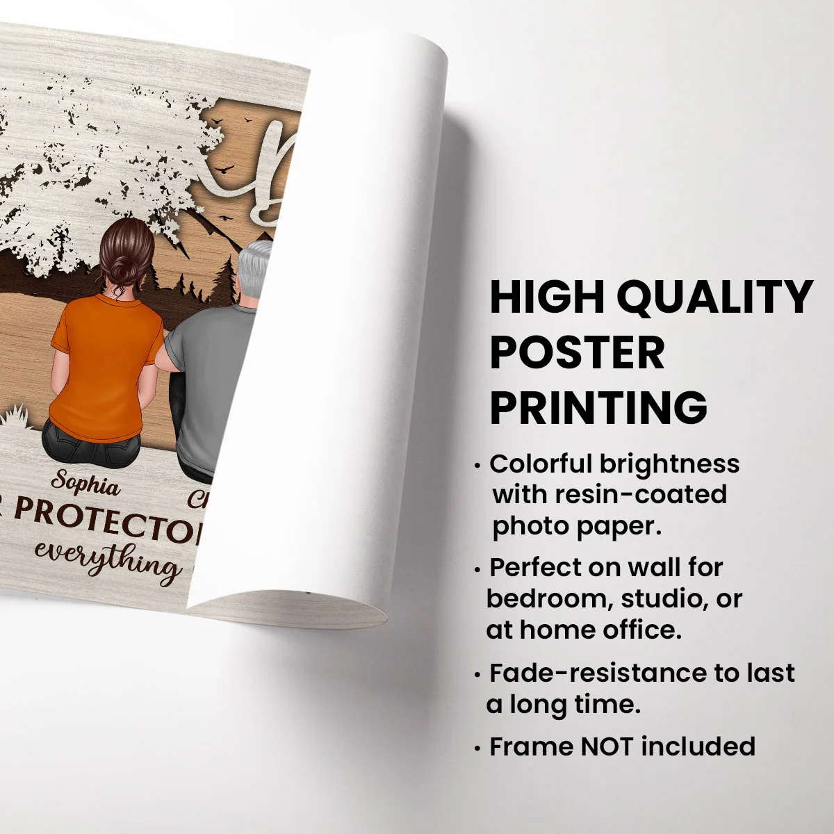 Dad My Protector My Hero My Friend Personalized Horizontal Poster - Image 3