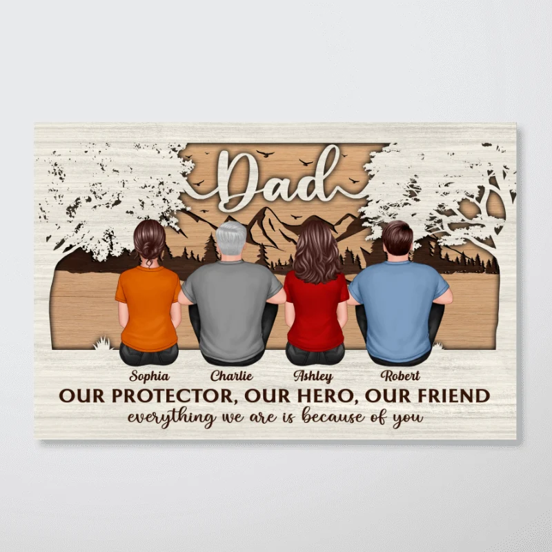 Dad My Protector My Hero My Friend Personalized Horizontal Poster - Image 6