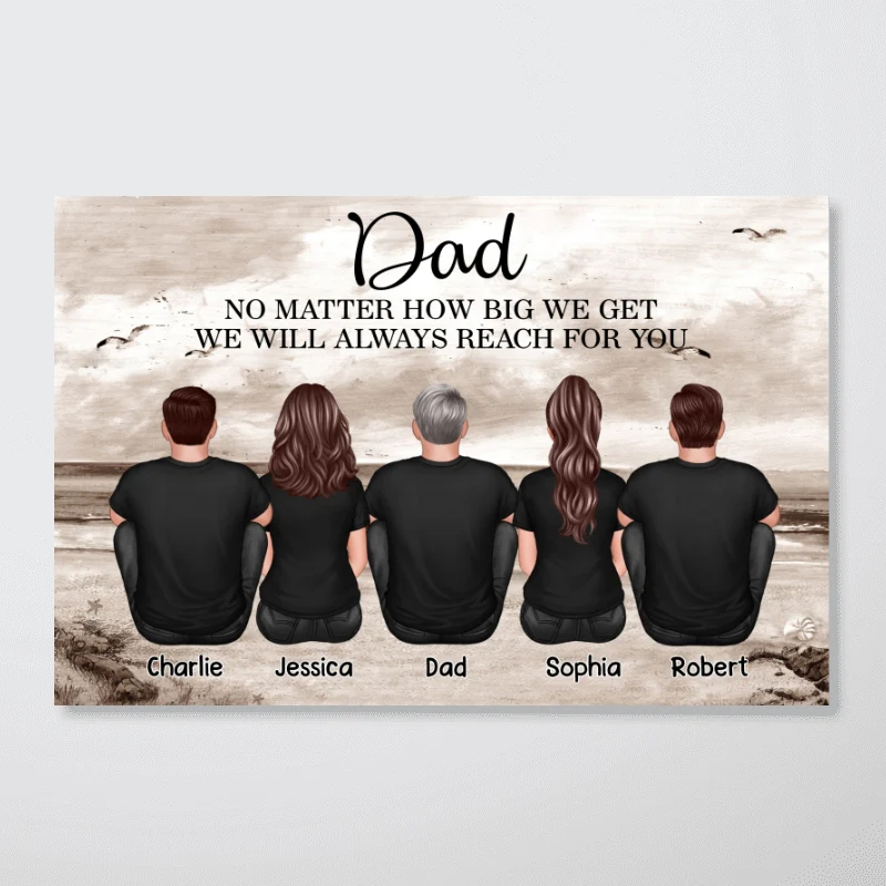 Dad No Matter How Big We Get Retro Vintage Beach Personalized Poster, Gift For Dad, For Husband - Image 13
