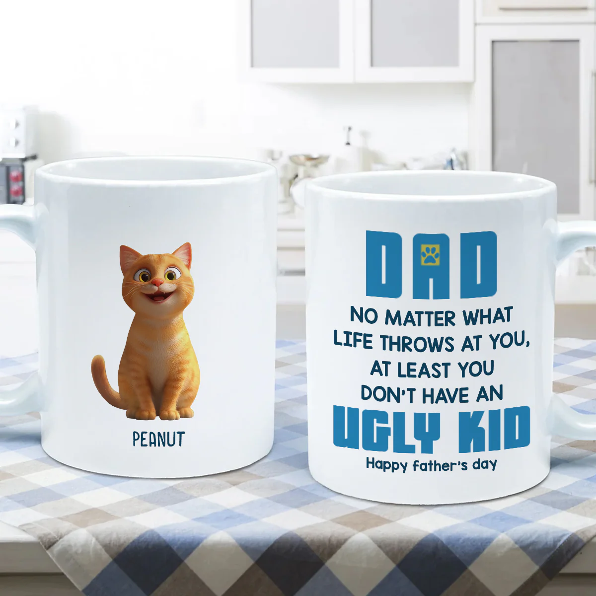 Dad No Matter What Life Throws At You, Funny Cartoon Cats Personalized Mug, Father's Day Gift for Cat Dads - Image 5