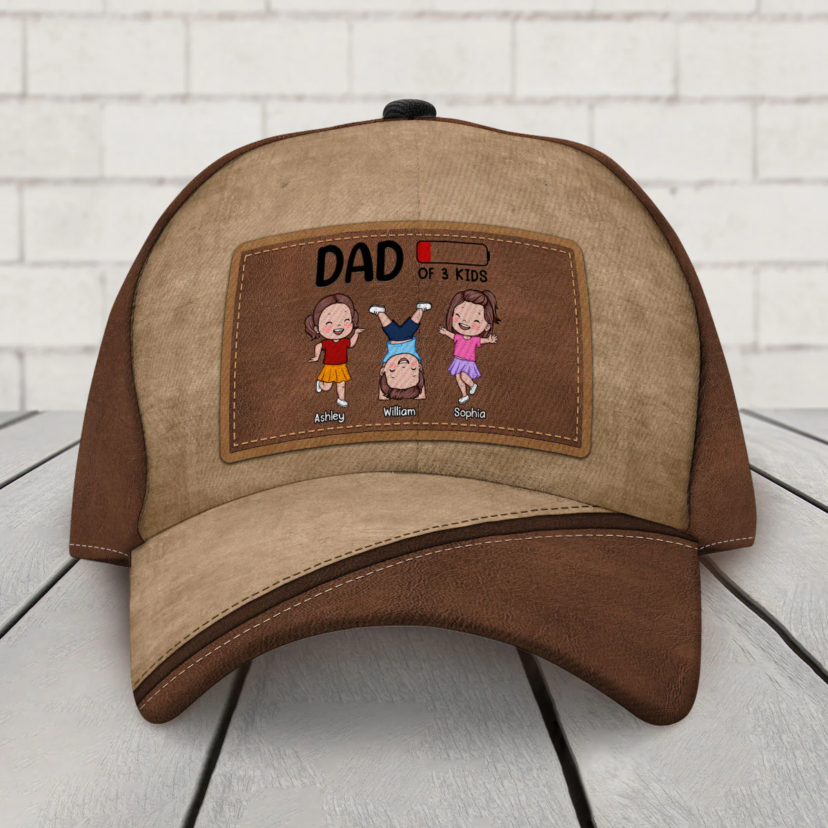 Dad Of Kids Low Battery Personalized Classic Cap - Image 2