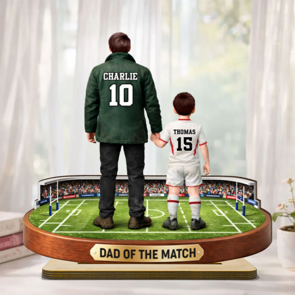 Dad Of The Match Rugby - Personalised 2-Layered Wooden Plaque - Gift For Rugby Dad - Image 9