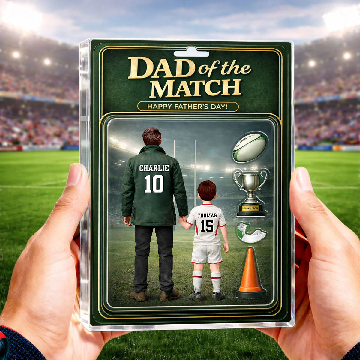 Dad Of The Match Rugby - Personalised Acrylic Block Plaque - Gift For Rugby Dad - Image 5