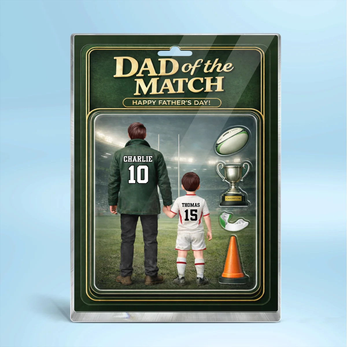 Dad Of The Match Rugby - Personalised Acrylic Block Plaque - Gift For Rugby Dad - Image 9