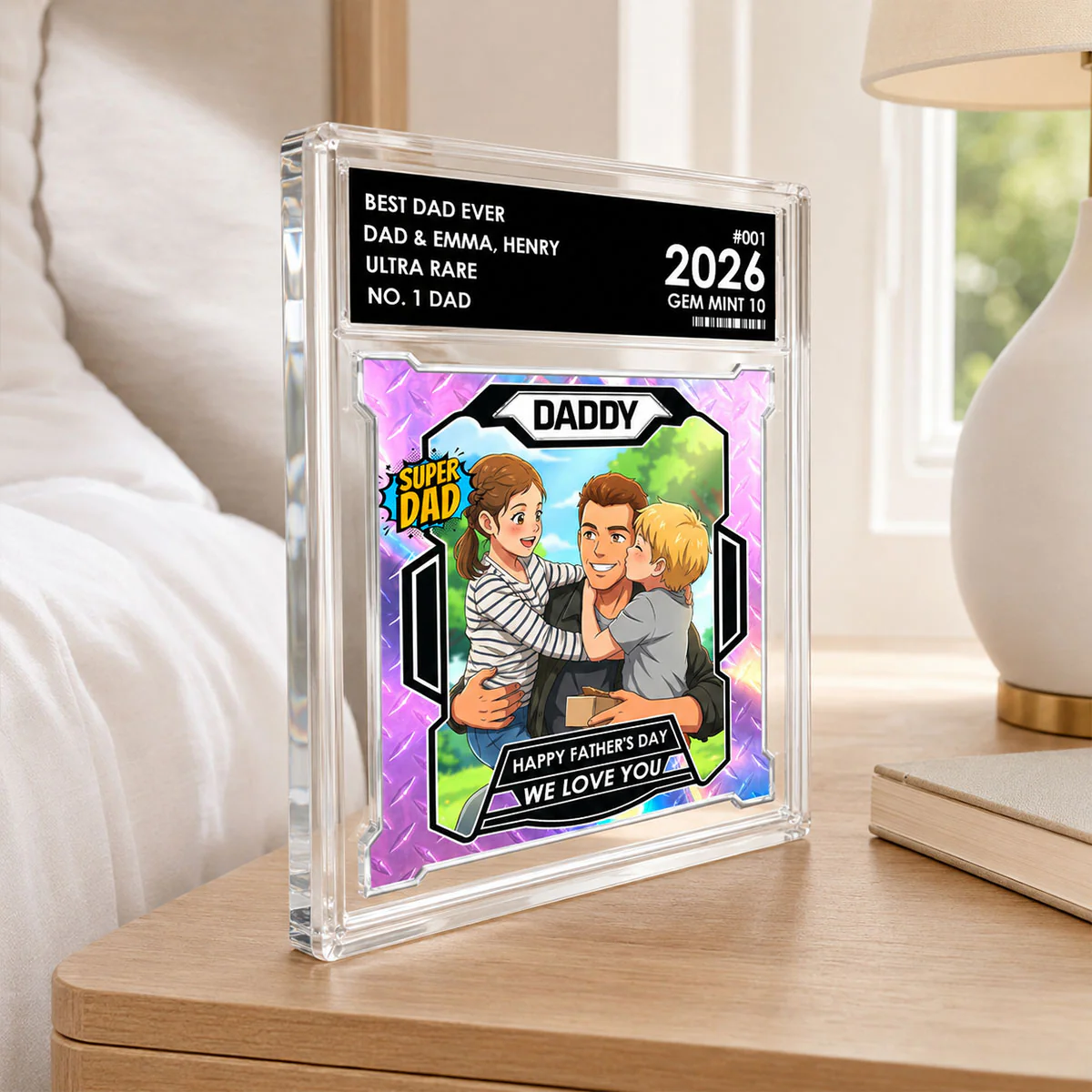 Dad Of The Year Trading Card Cartoon Style - Personalized Acrylic Block Plaque - Gift For Dad, Husband - Image 11