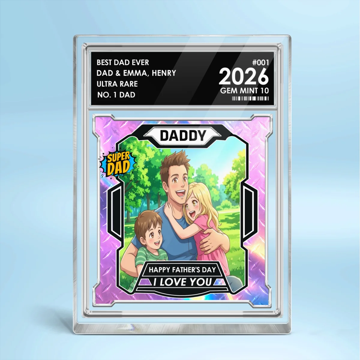 Dad Of The Year Trading Card Cartoon Style - Personalized Acrylic Block Plaque - Gift For Dad, Husband - Image 12