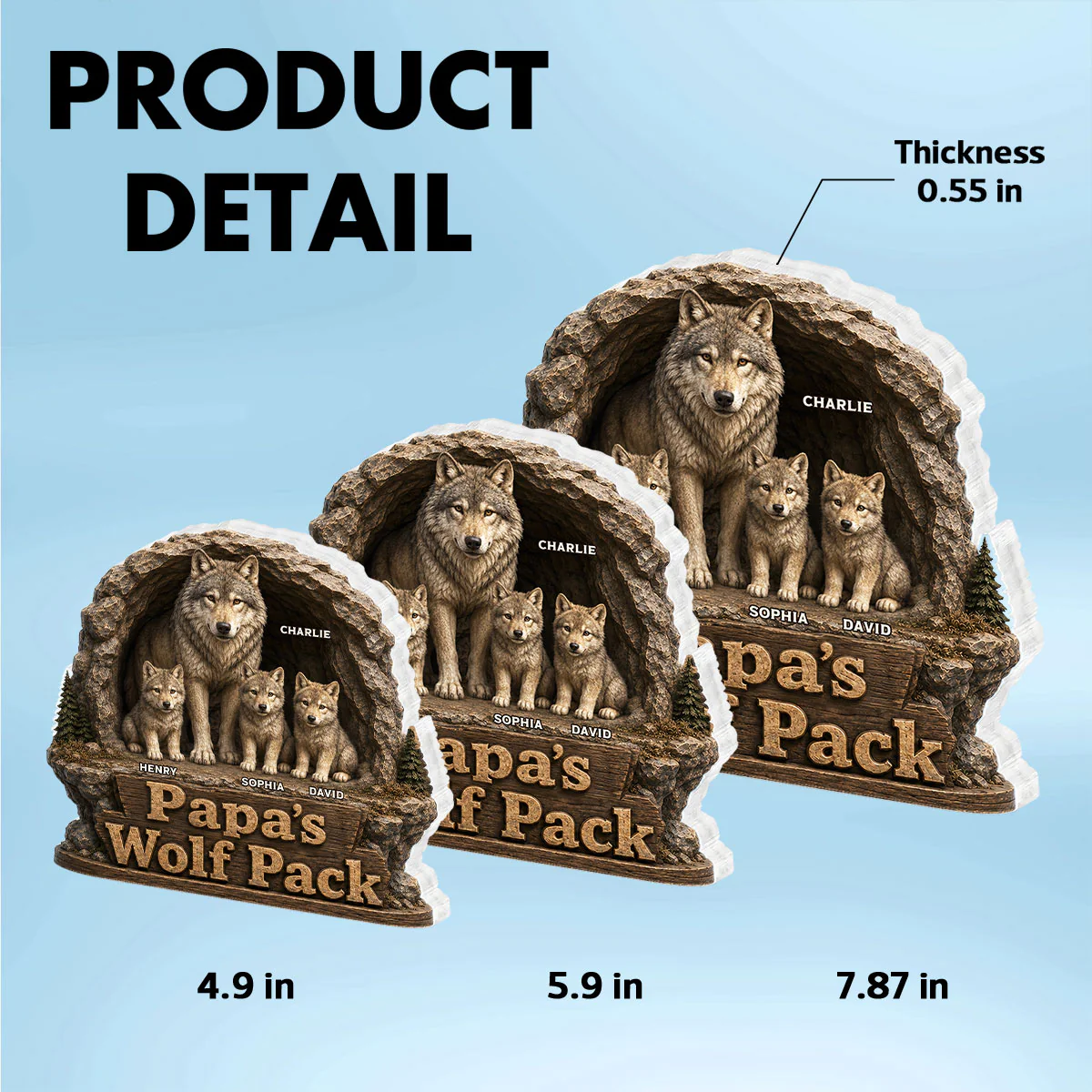Dad Papa's Wolf Pack - Personalized Acrylic Block Plaque - Cool Gift For Dad, Husband - Image 6
