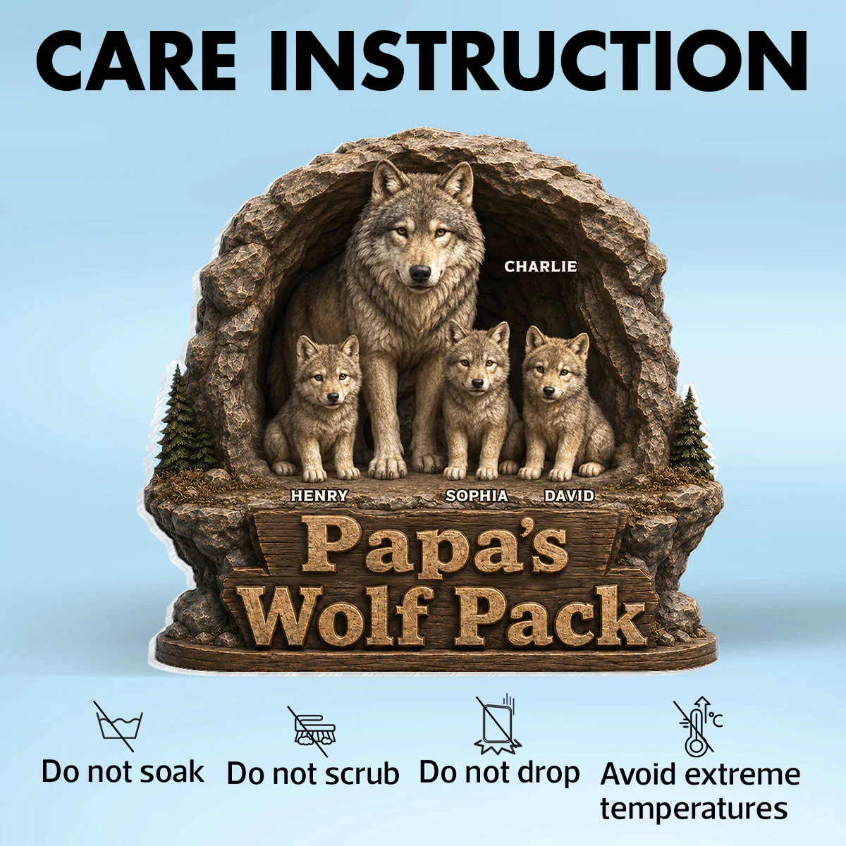 Dad Papa's Wolf Pack - Personalized Acrylic Block Plaque - Cool Gift For Dad, Husband - Image 7