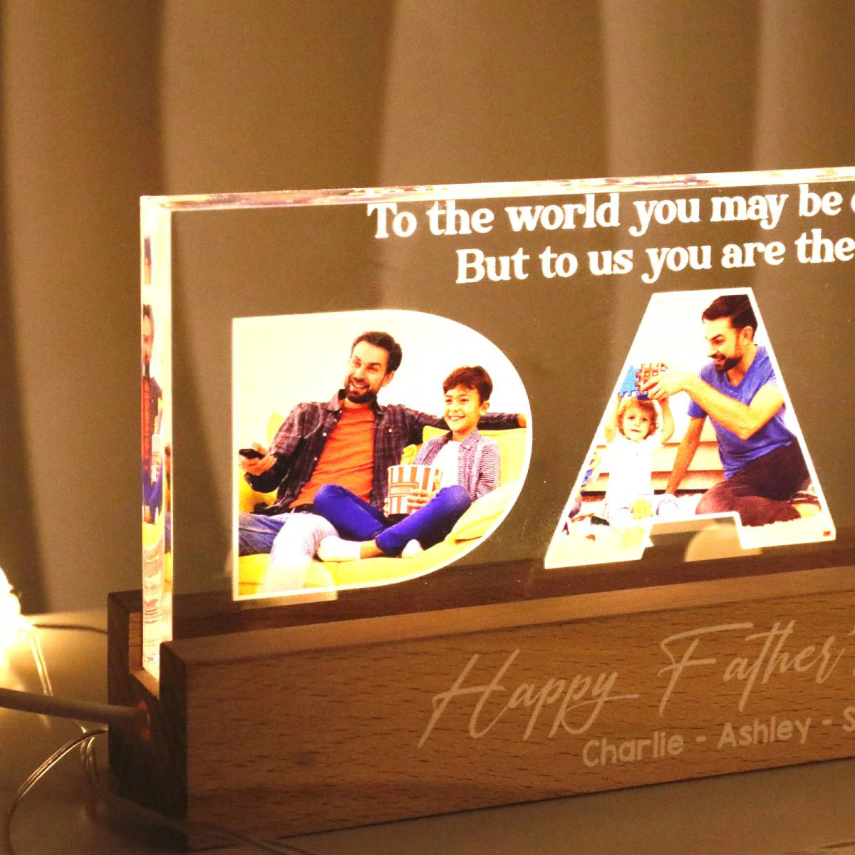 DAD Photo Insert Happy Father‘s Day Personalized Acrylic Block LED Night Light - Image 5