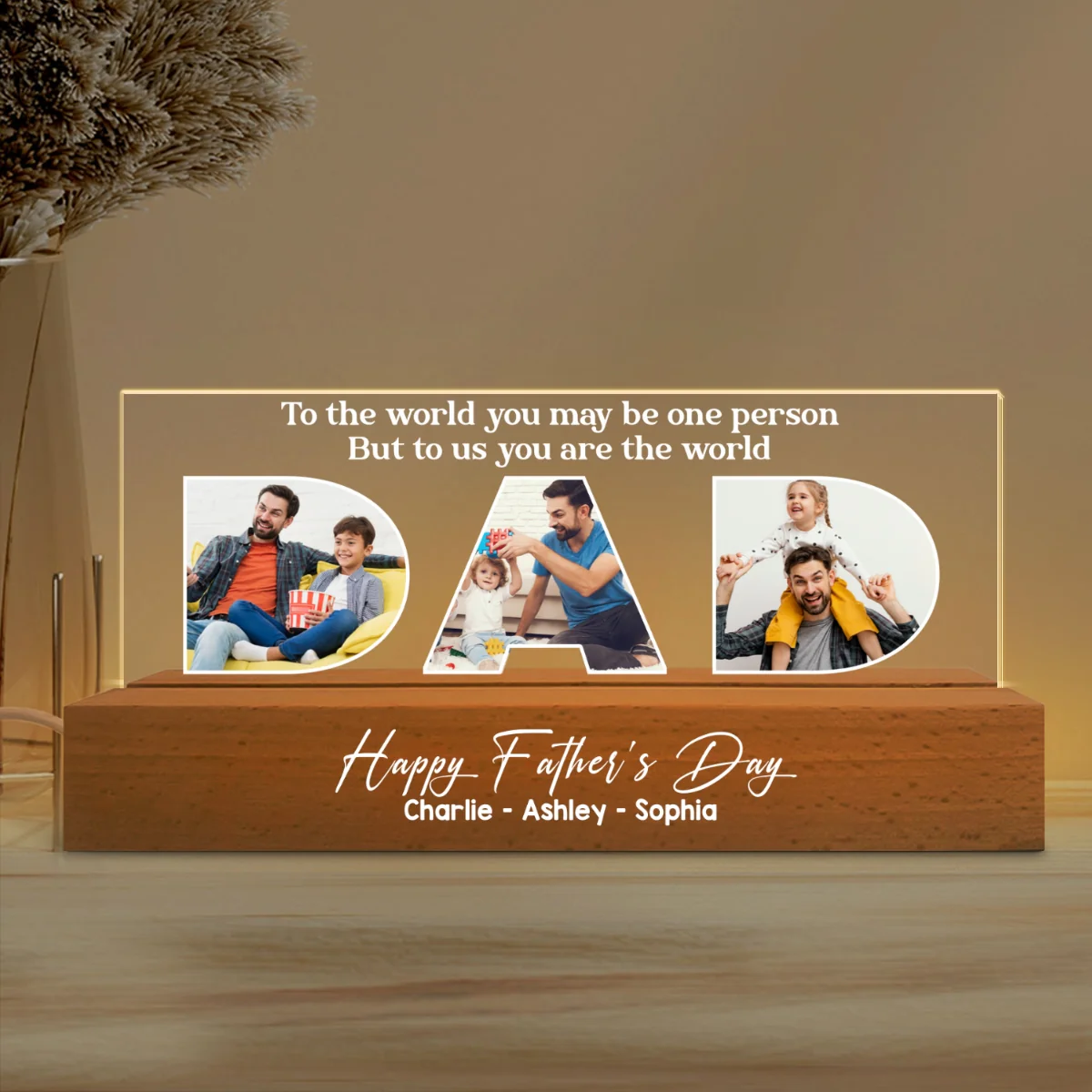 DAD Photo Insert Happy Father‘s Day Personalized Acrylic Block LED Night Light - Image 7
