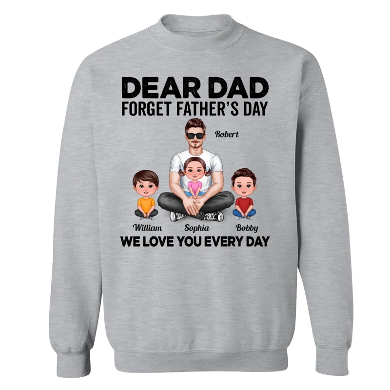 Dad Sitting With Cute Kids Father‘s Day Gift Personalized Shirt - Image 18