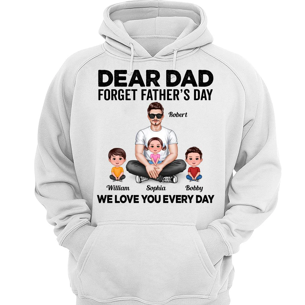 Dad Sitting With Cute Kids Father‘s Day Gift Personalized Shirt - Image 2