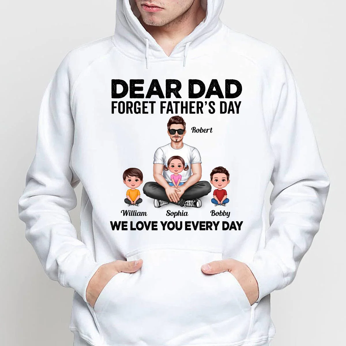 Dad Sitting With Cute Kids Father‘s Day Gift Personalized Shirt - Image 3