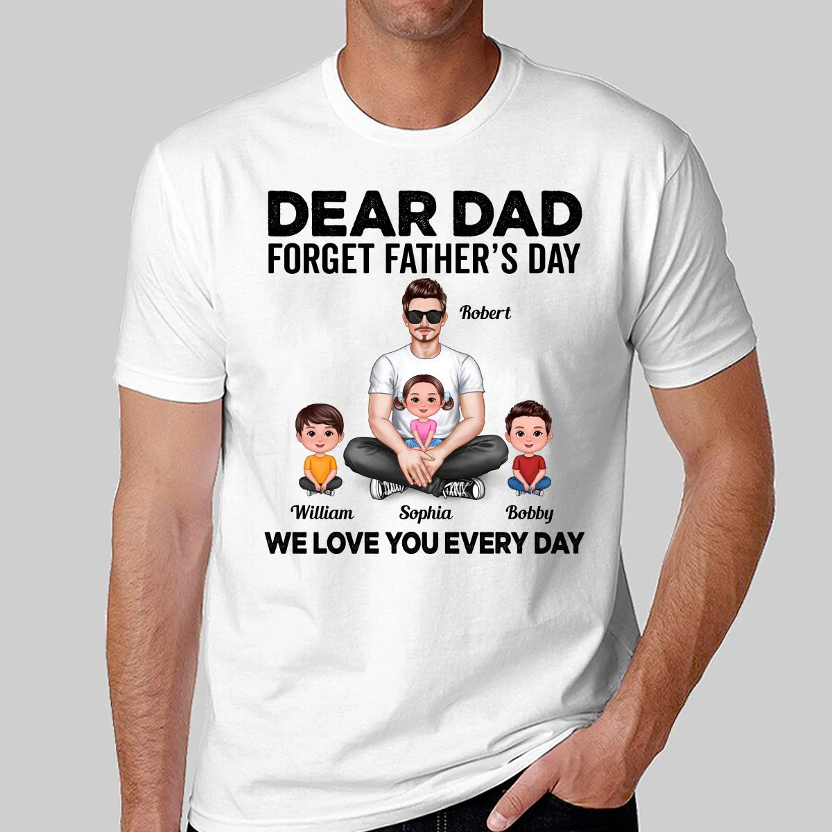 Dad Sitting With Cute Kids Father‘s Day Gift Personalized Shirt - Image 4