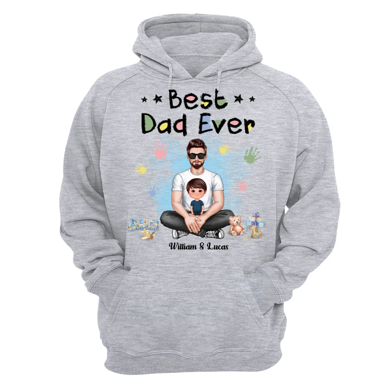 Dad Son Daughter Crayon Text Best Dad Ever Personalized Shirt - Image 14