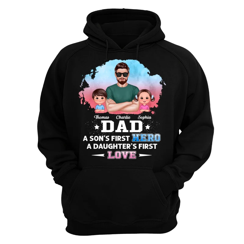 Dad Son First Hero Daughter First Love Watercolor Personalized Shirt - Image 12