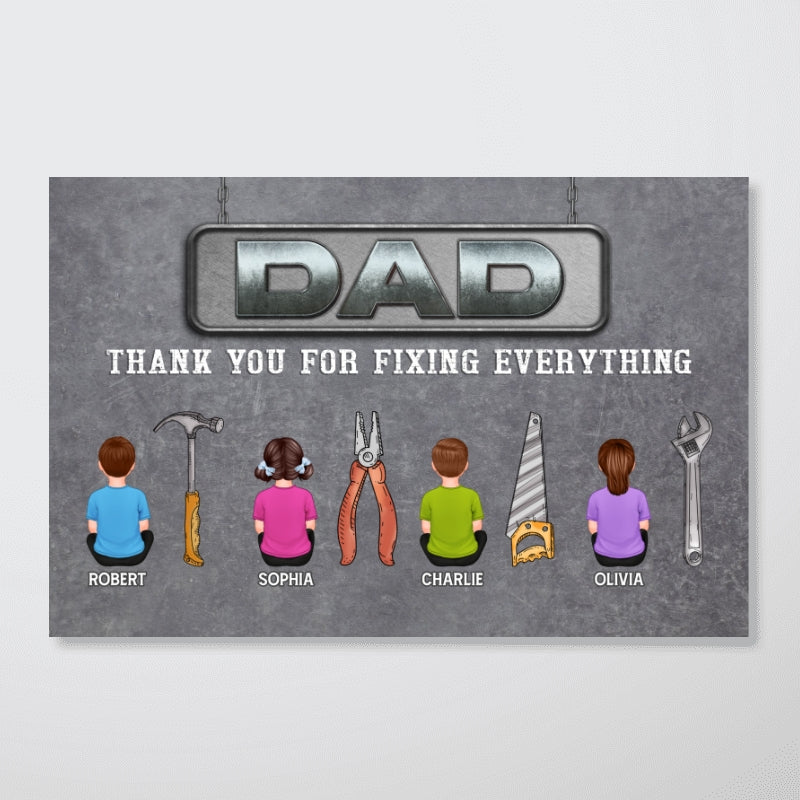 Dad Thank You For Fixing Everything Personalized Horizontal Poster - Image 6