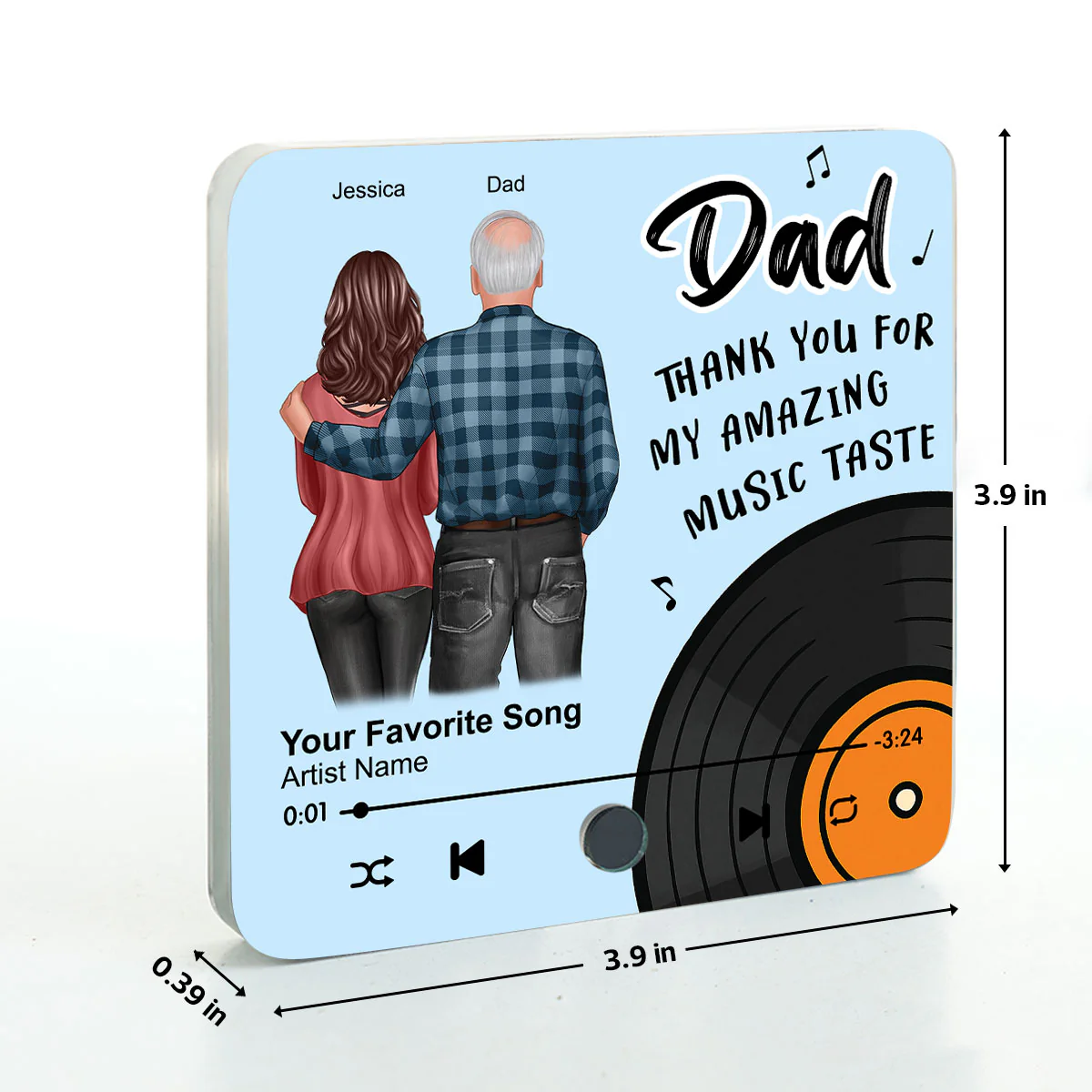 Dad Thank You For My Amazing Music Taste Custom Dad's Favorite Song Personalized Music Fridge Magnet - Image 10