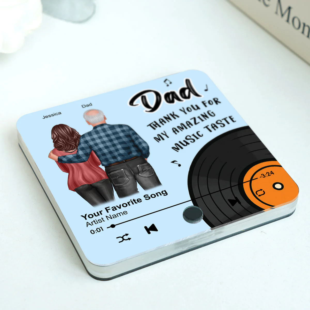 Dad Thank You For My Amazing Music Taste Custom Dad's Favorite Song Personalized Music Fridge Magnet - Image 12