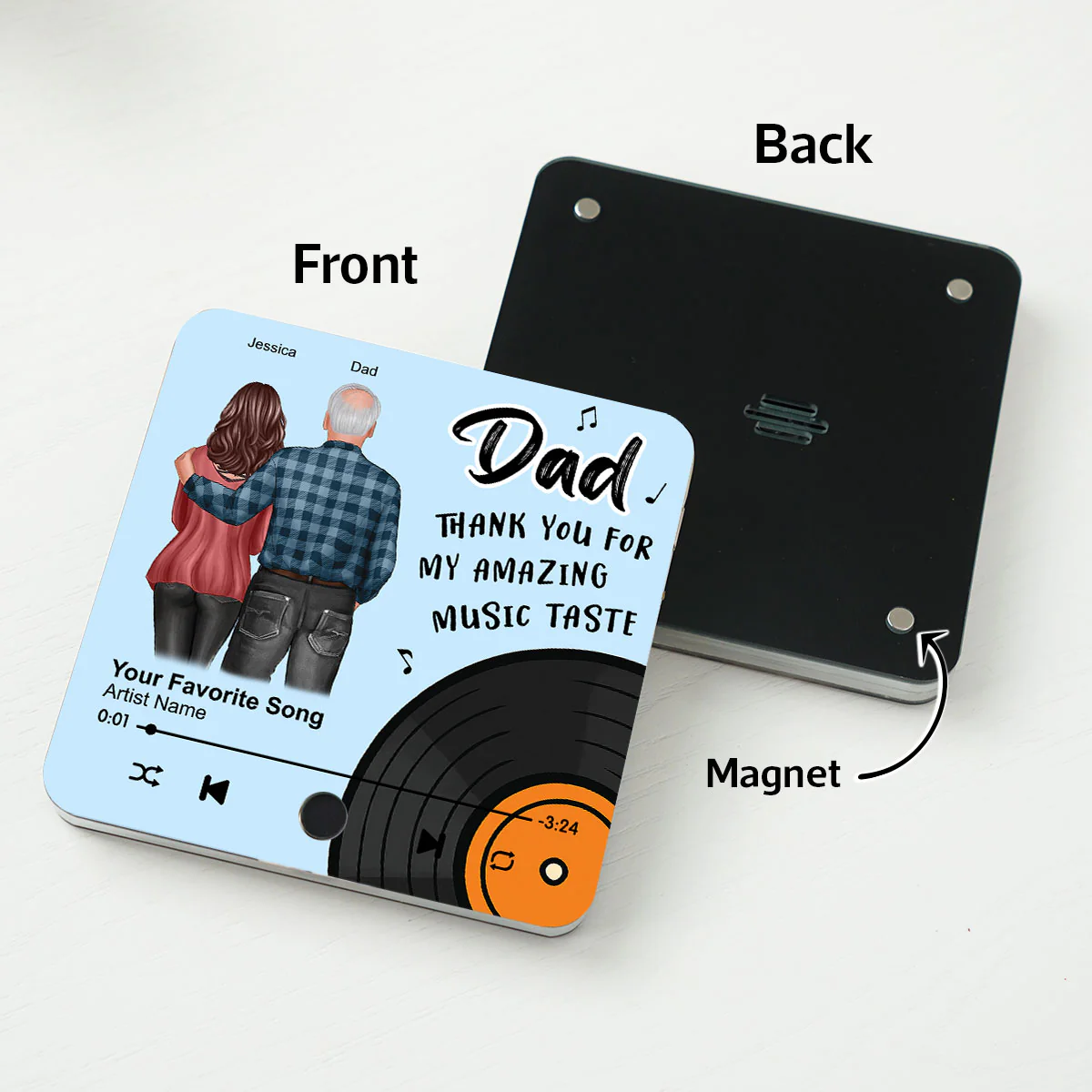 Dad Thank You For My Amazing Music Taste Custom Dad's Favorite Song Personalized Music Fridge Magnet - Image 13