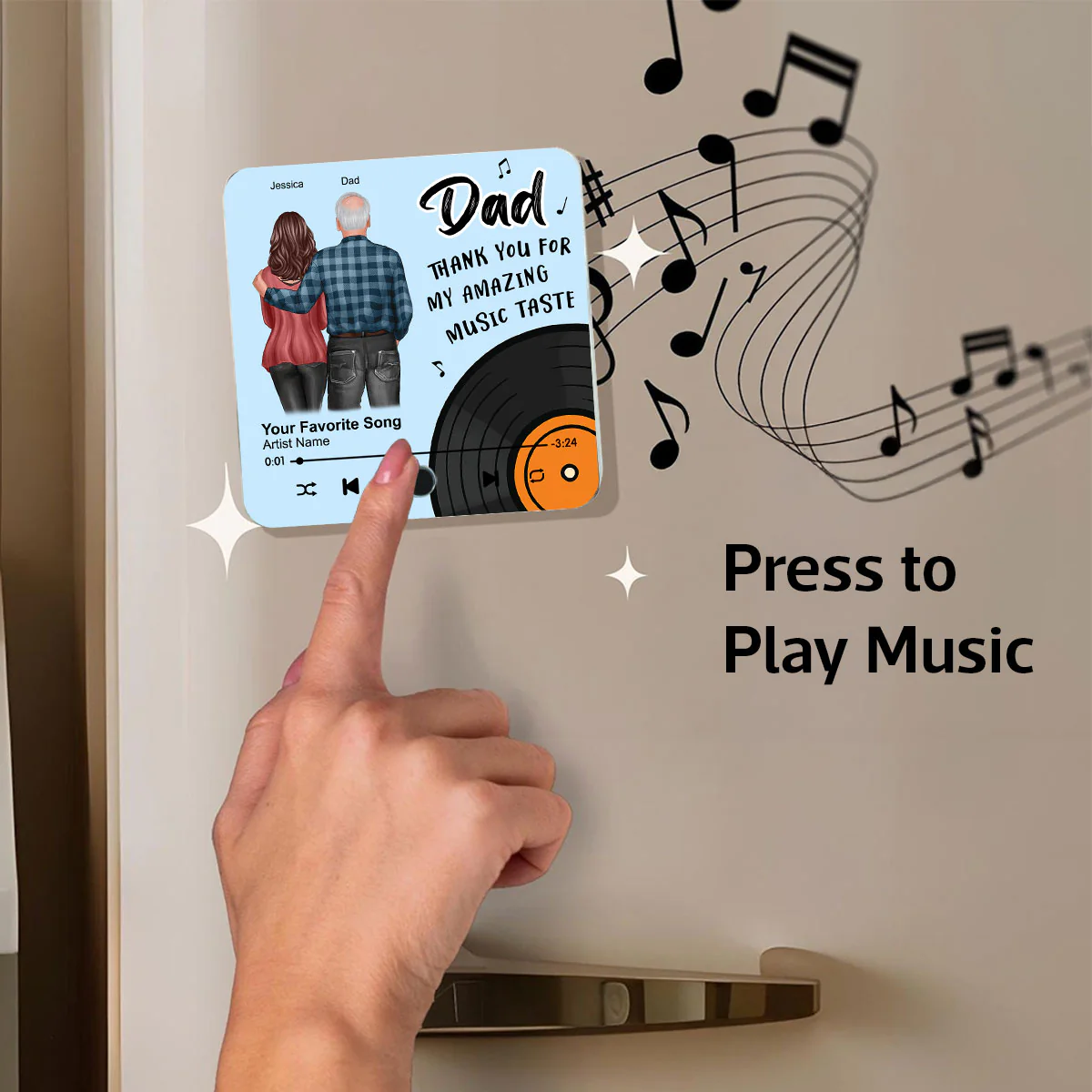 Dad Thank You For My Amazing Music Taste Custom Dad's Favorite Song Personalized Music Fridge Magnet - Image 14