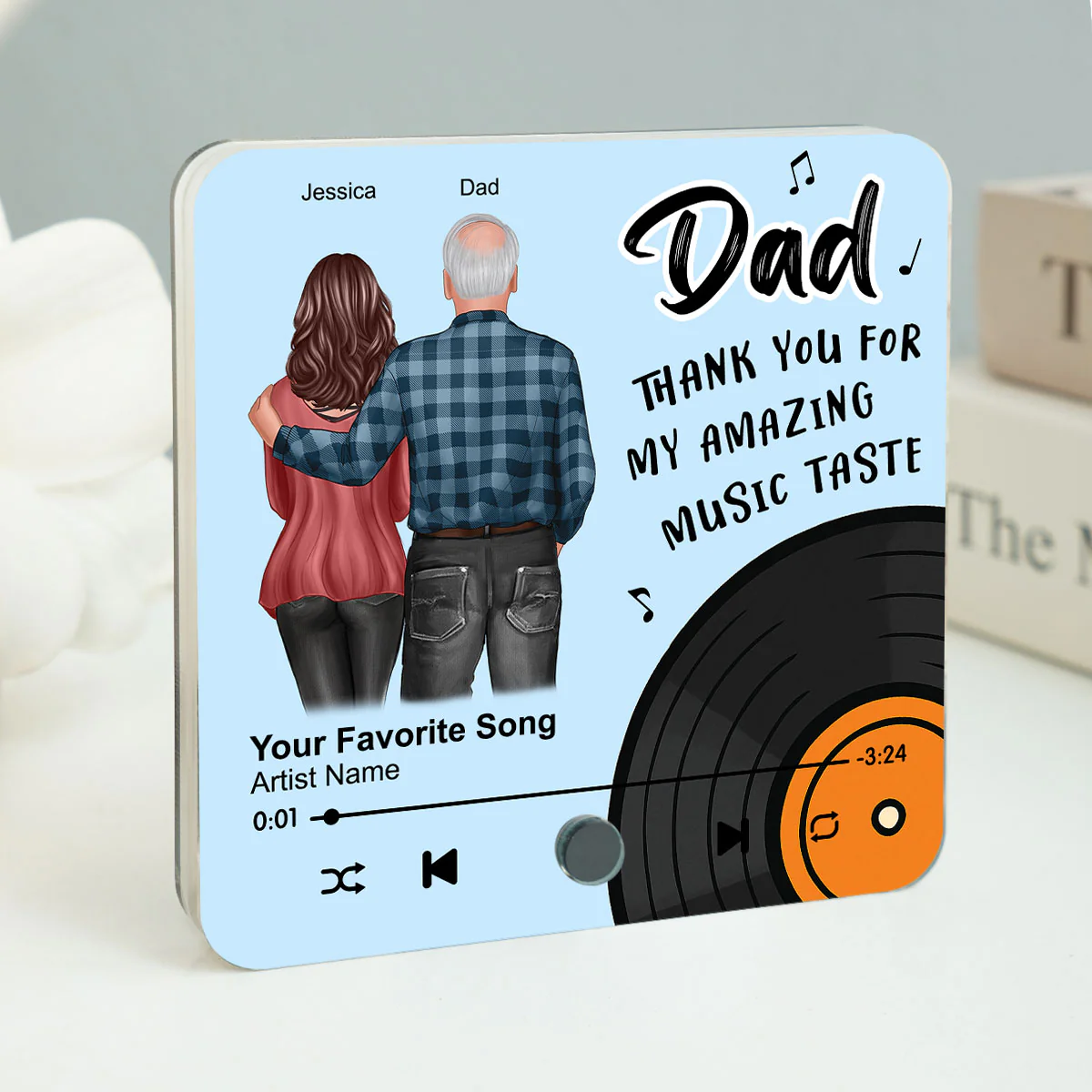 Dad Thank You For My Amazing Music Taste Custom Dad's Favorite Song Personalized Music Fridge Magnet - Image 8