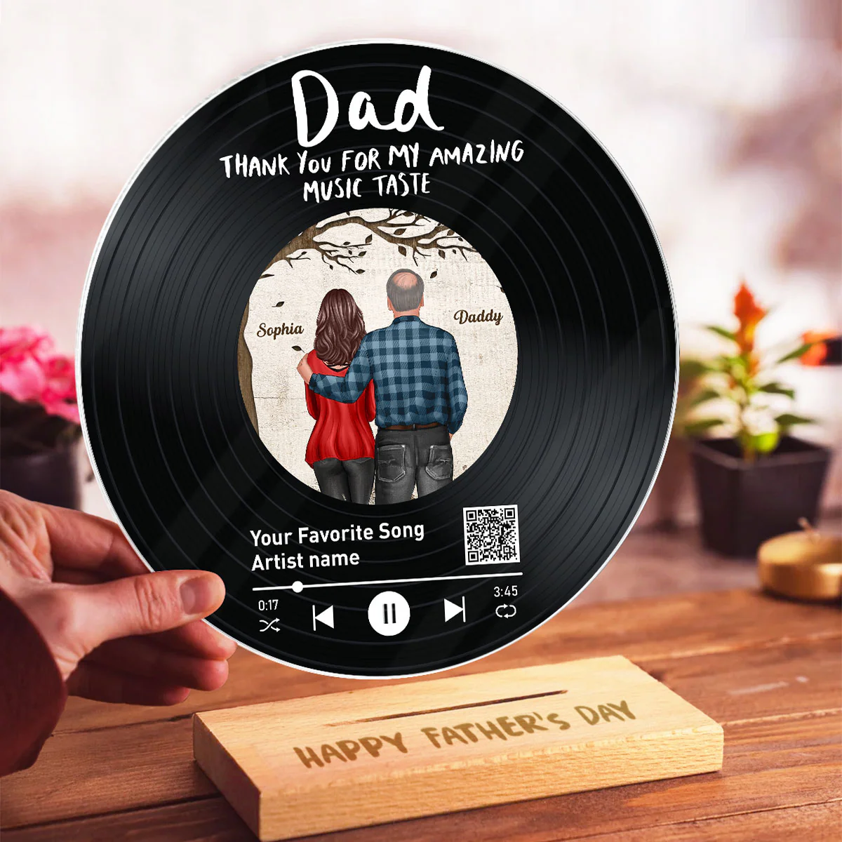 Dad Thank You For My Amazing Music Taste Favorite Song Scannable QR Code Personalized Acrylic Record Plaque - Image 2