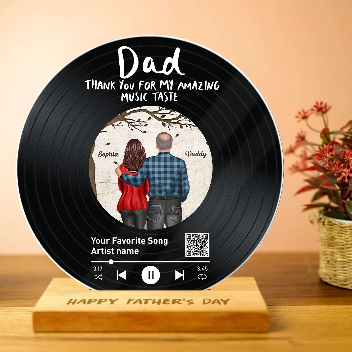 Dad Thank You For My Amazing Music Taste Favorite Song Scannable QR Code Personalized Acrylic Record Plaque - Image 3