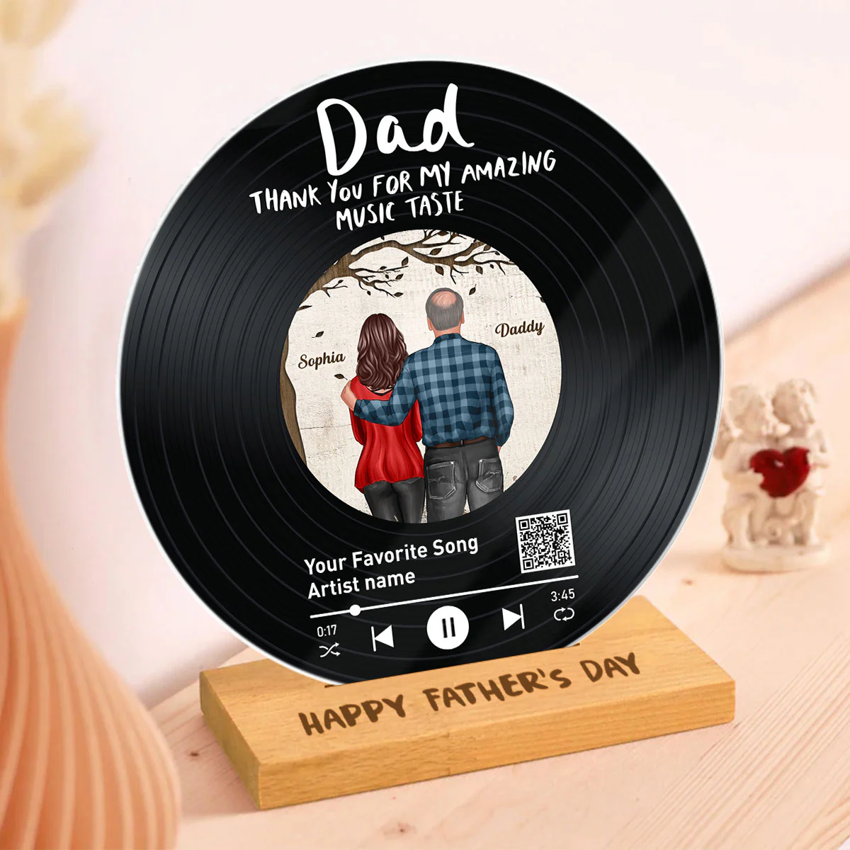 Dad Thank You For My Amazing Music Taste Favorite Song Scannable QR Code Personalized Acrylic Record Plaque - Image 4