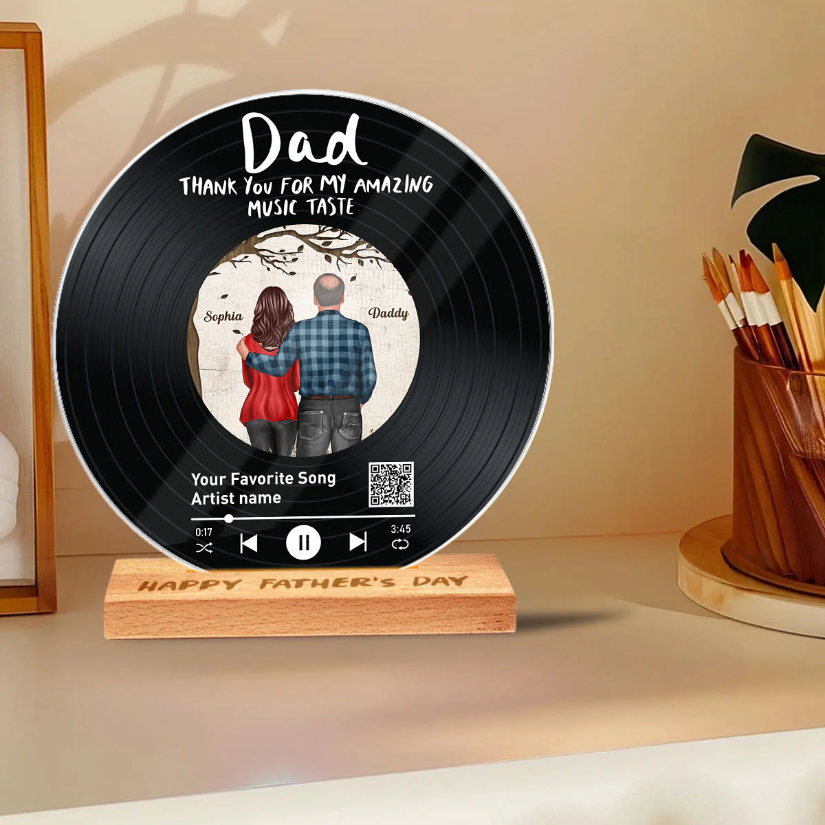 Dad Thank You For My Amazing Music Taste Favorite Song Scannable QR Code Personalized Acrylic Record Plaque - Image 5