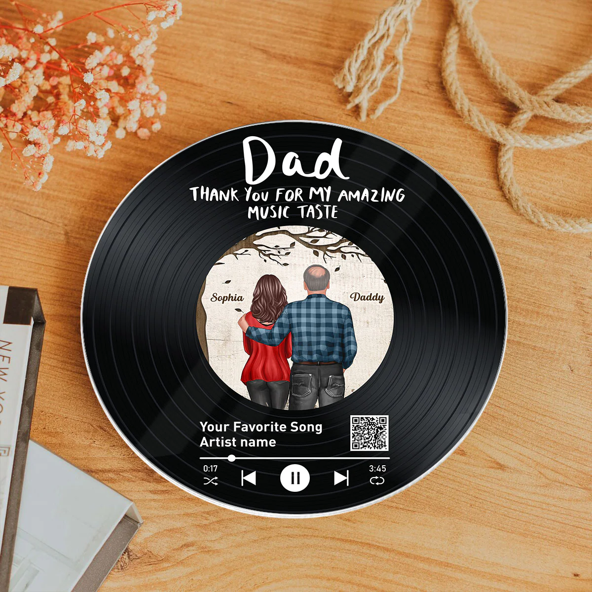 Dad Thank You For My Amazing Music Taste Favorite Song Scannable QR Code Personalized Acrylic Record Plaque - Image 6