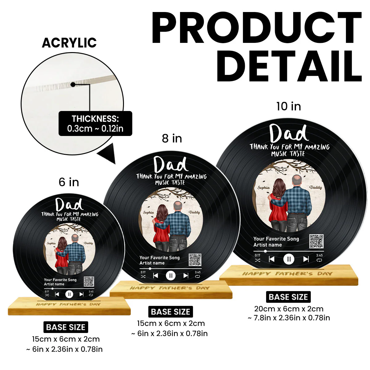 Dad Thank You For My Amazing Music Taste Favorite Song Scannable QR Code Personalized Acrylic Record Plaque - Image 8