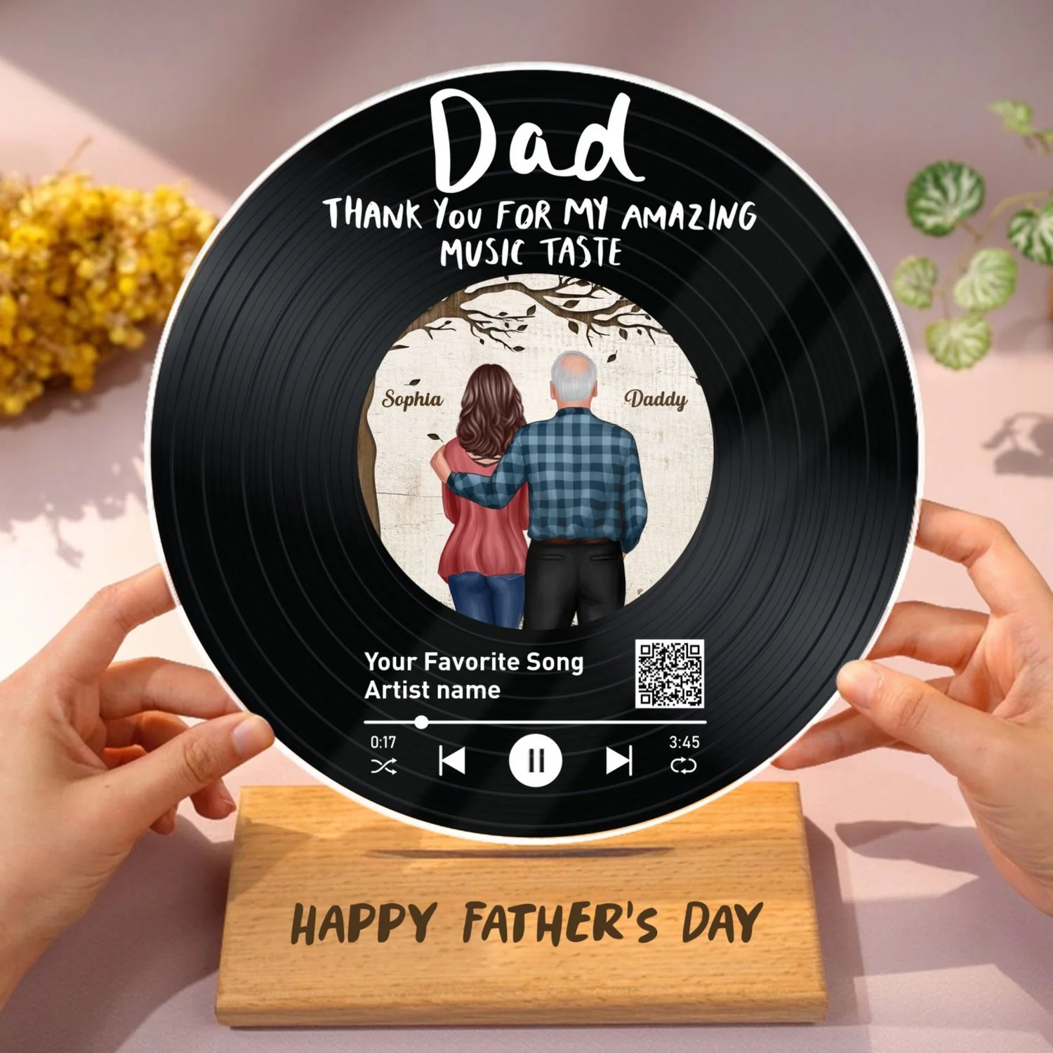Dad Thank You For My Amazing Music Taste Favorite Song Scannable QR Code Personalized Acrylic Record Plaque - Image 9