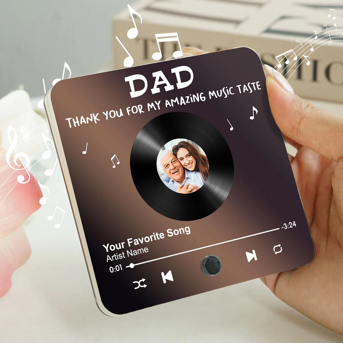 Dad Thank You For My Amazing Music Taste Upload Photo Favorite Song Personalized Music Fridge Magnet - Image 13