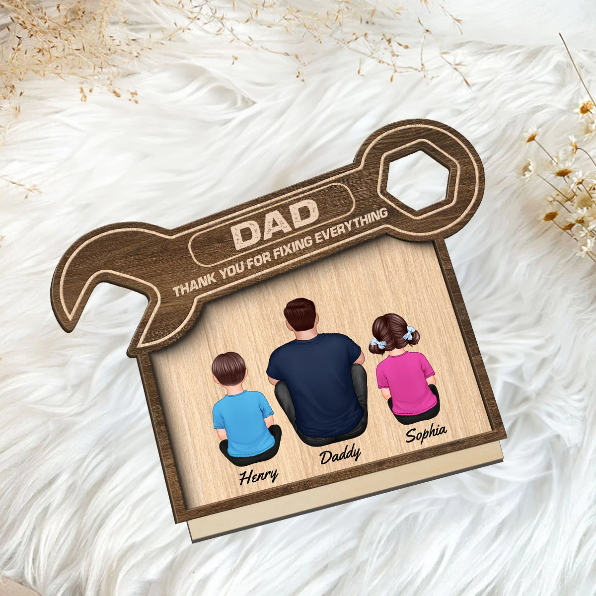 Dad Thanks For Fixing Everything Personalized 2-Layer Standing Wooden Plaque - Image 5