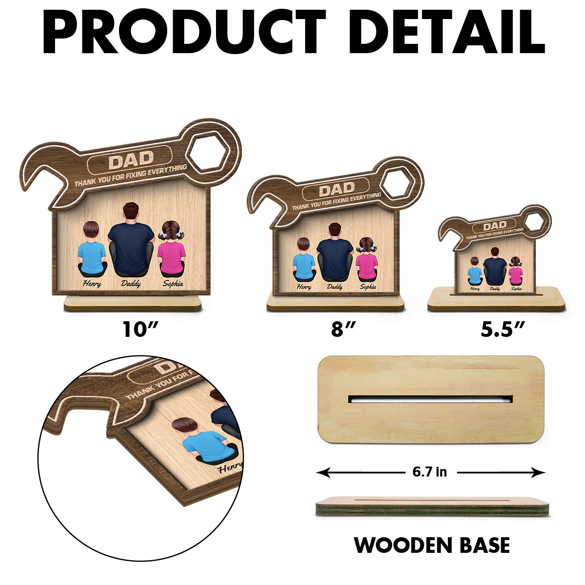 Dad Thanks For Fixing Everything Personalized 2-Layer Standing Wooden Plaque - Image 6