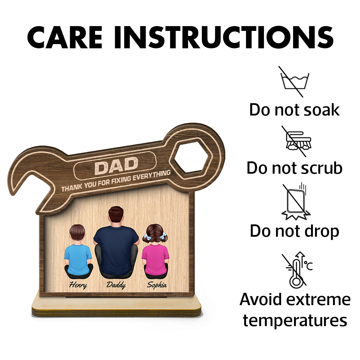 Dad Thanks For Fixing Everything Personalized 2-Layer Standing Wooden Plaque - Image 7