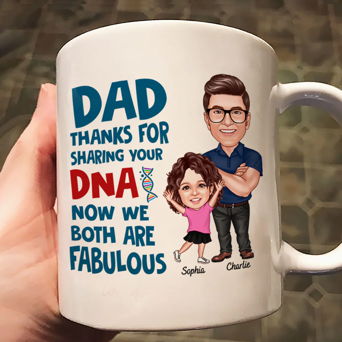 Dad Thanks For Sharing Your DNA Personalized Mug, Father's Day Gift From Son, Daughter - Image 2