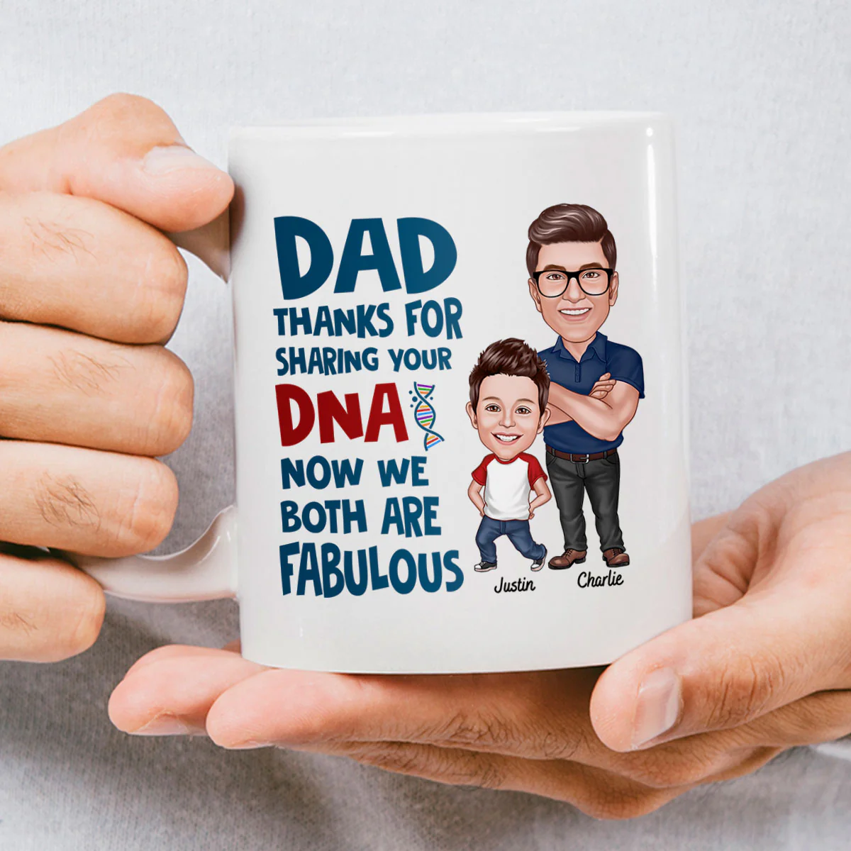 Dad Thanks For Sharing Your DNA Personalized Mug, Father's Day Gift From Son, Daughter - Image 3