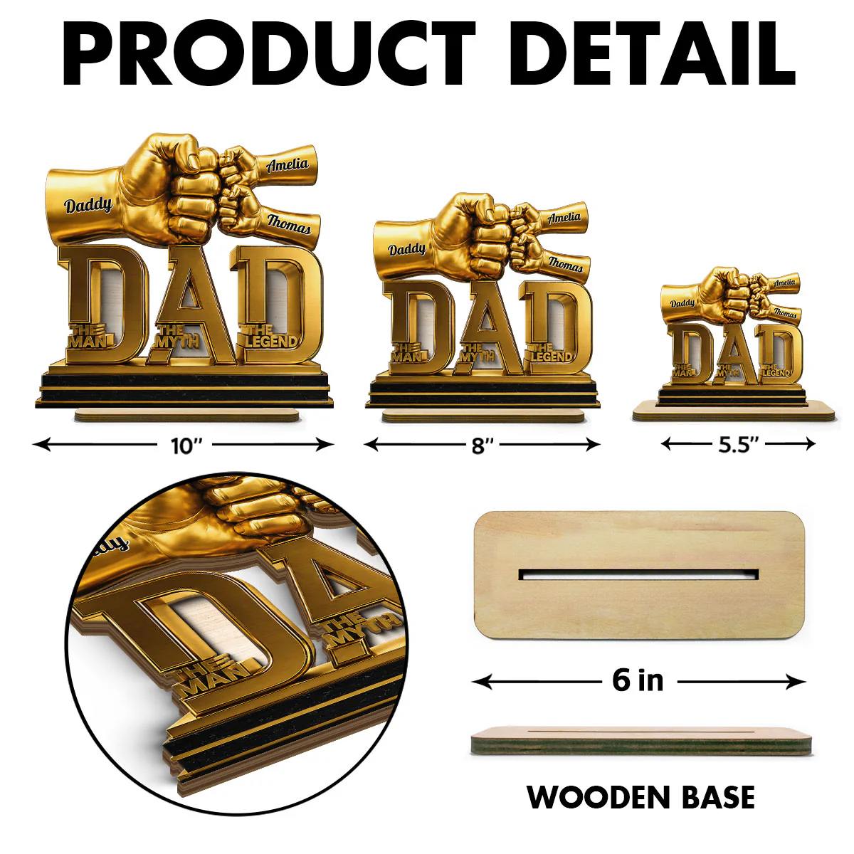 Dad The Man The Myth The Legend - Personalized 2-Layered Wooden Plaque - Gift for Dad, Husband - Image 9