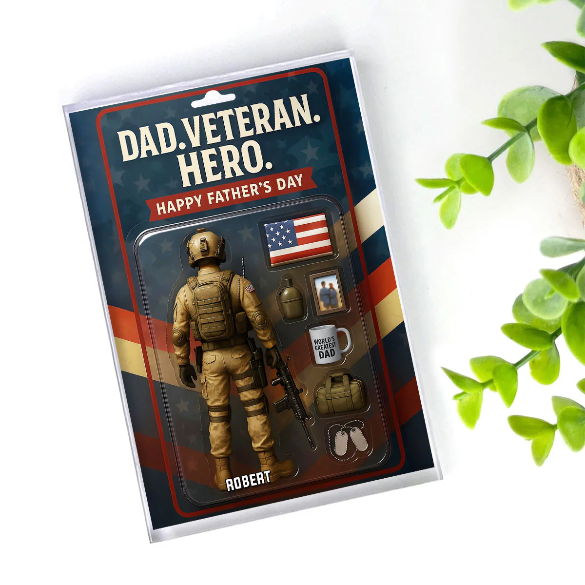 Dad Veteran Hero Custom Figure Personalized Acrylic Block Plaque, 2025 Gift For Him, For Dad - Image 7
