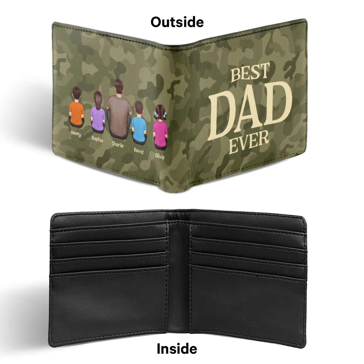 Dad We Love You Back View Man Sitting With Kids Personalized Printed Men‘s Wallet - Image 6