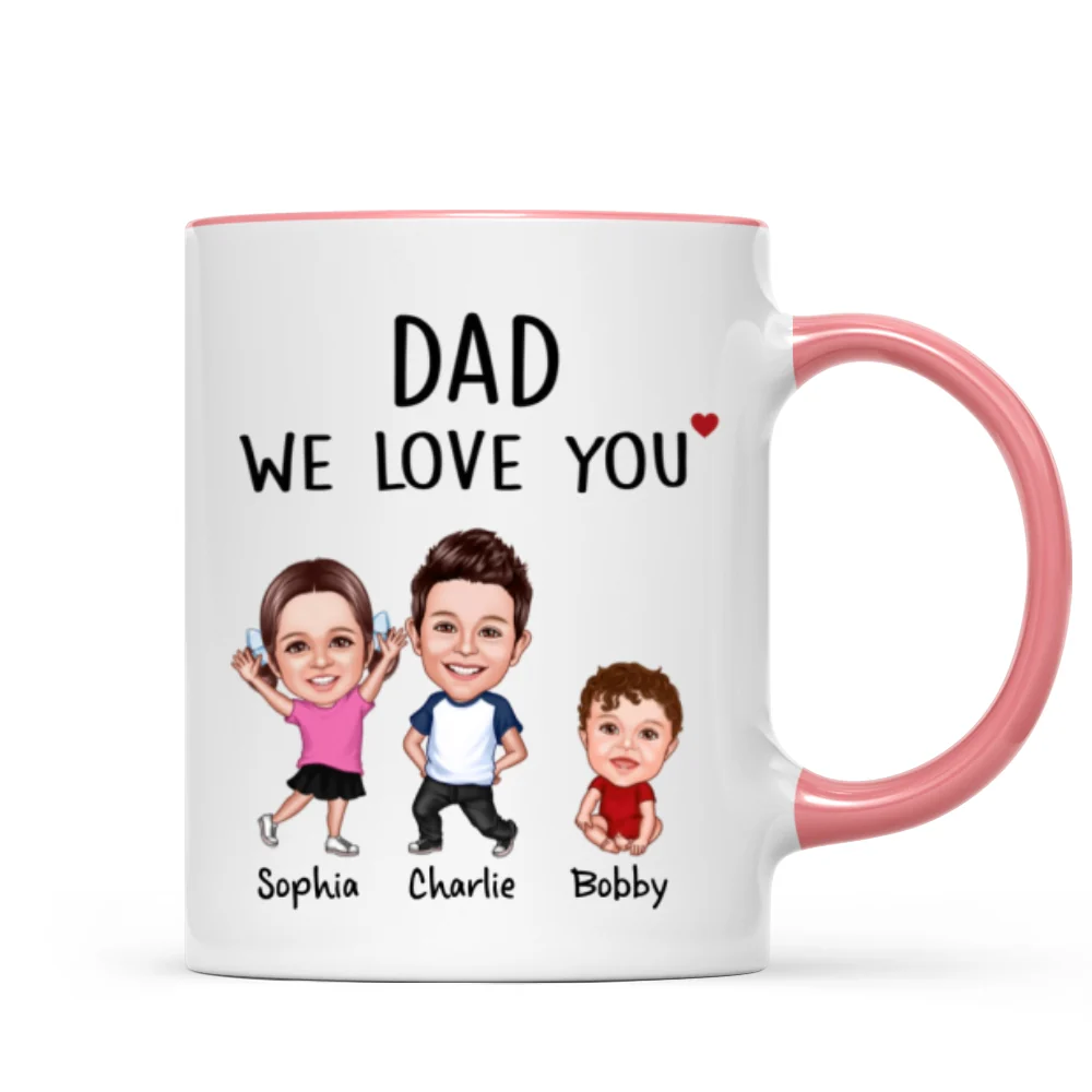 Dad We Love You Funny Caricature Personalized Mug, Father's Day Gift For Him - Image 10