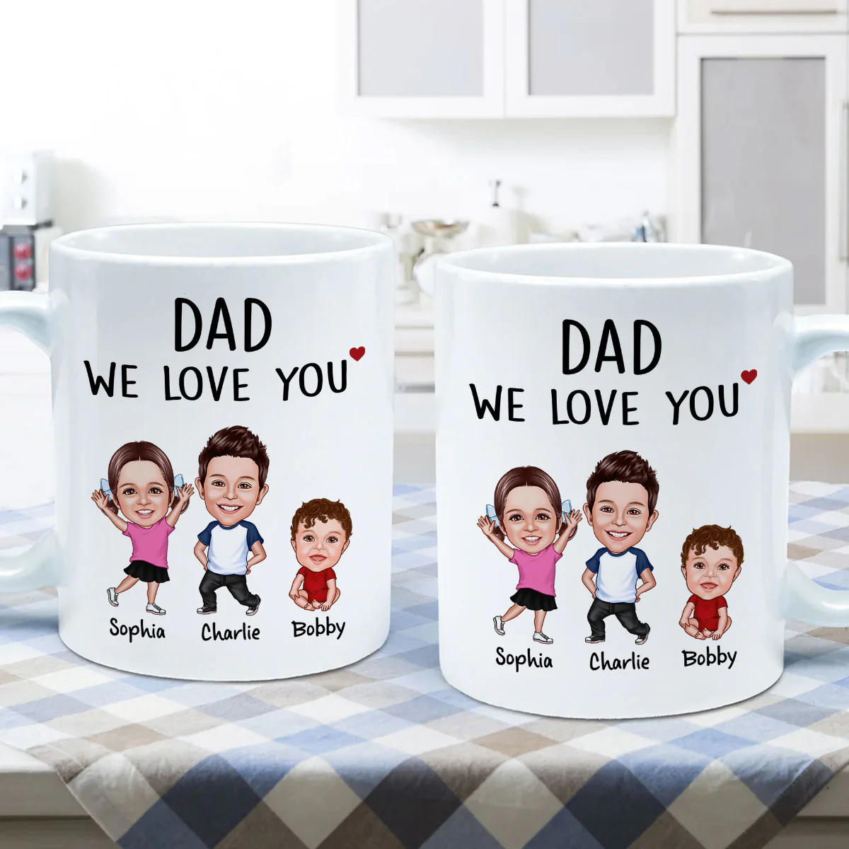 Dad We Love You Funny Caricature Personalized Mug, Father's Day Gift For Him - Image 11