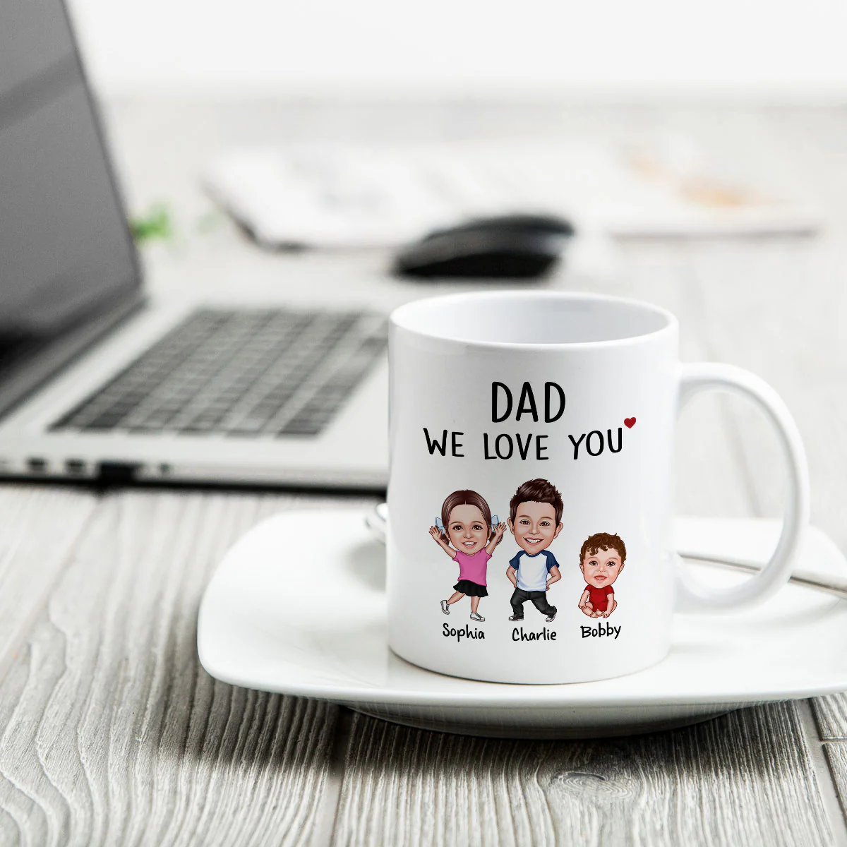 Dad We Love You Funny Caricature Personalized Mug, Father's Day Gift For Him - Image 4