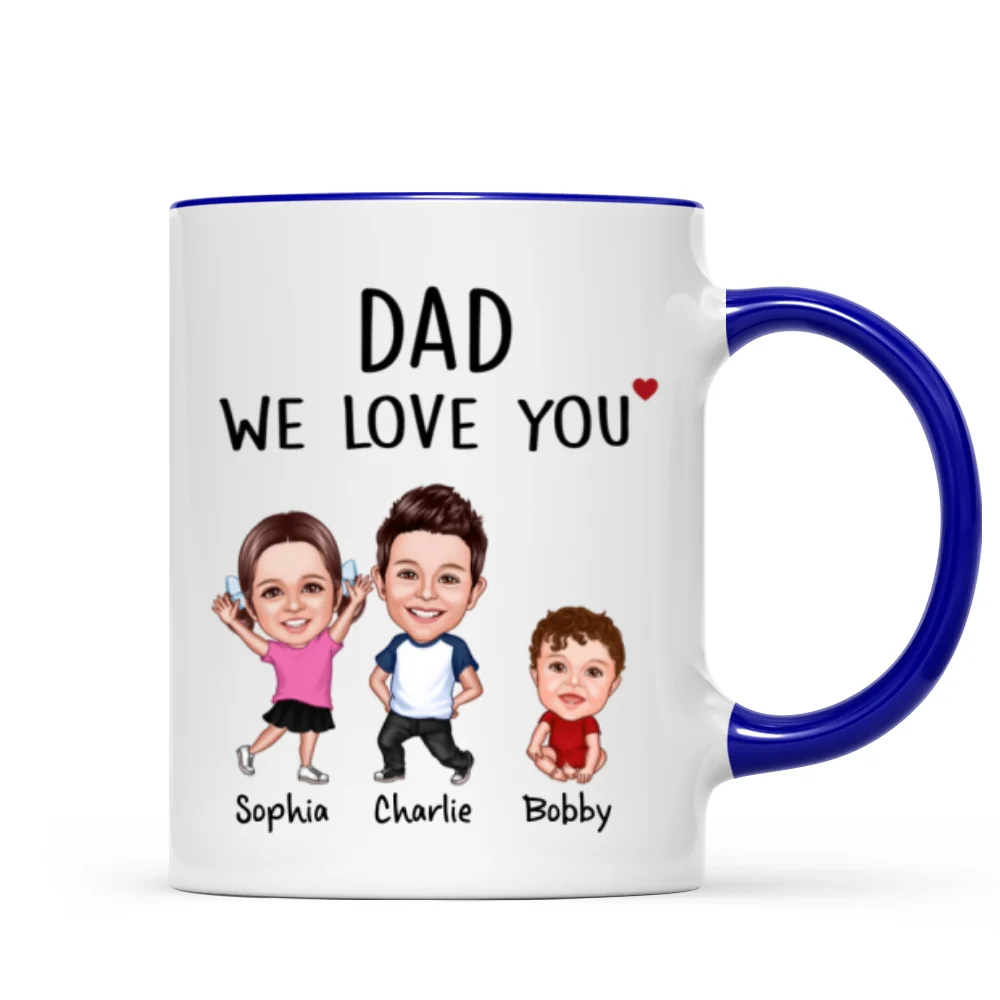Dad We Love You Funny Caricature Personalized Mug, Father's Day Gift For Him - Image 7