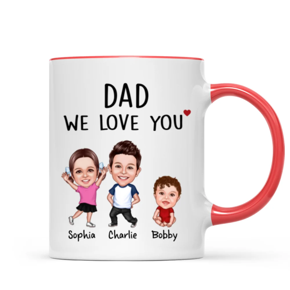 Dad We Love You Funny Caricature Personalized Mug, Father's Day Gift For Him - Image 8